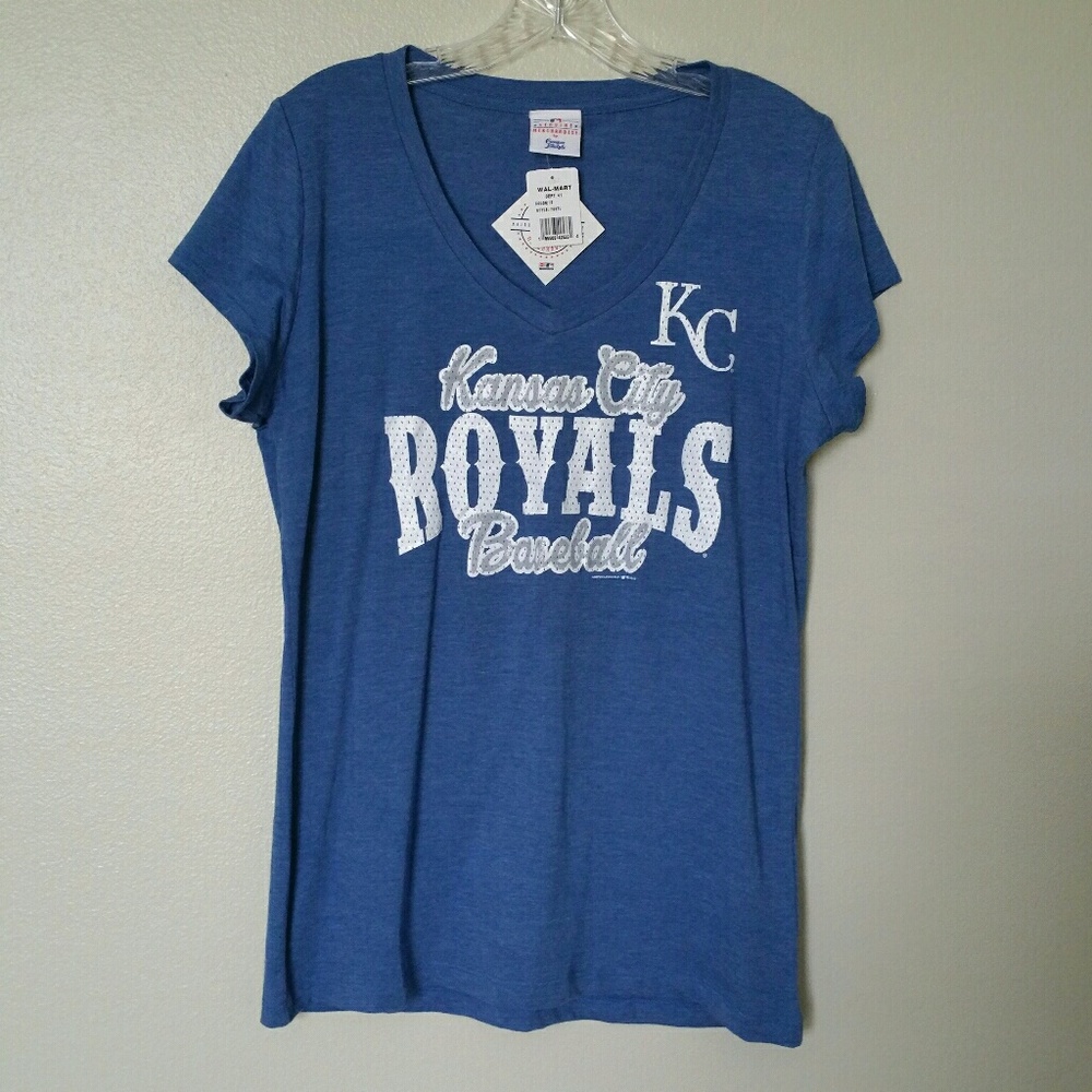 NWT KC Royals V-neck B-ball Tee Womens size XL